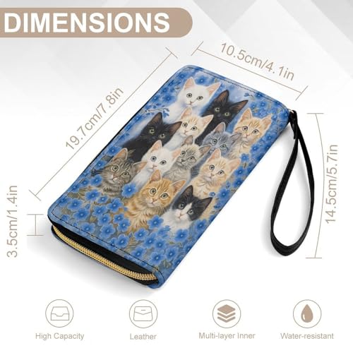 Cute Cat Women's Wallet Wristlet Zipper Purse with Hand Strap Travel Credit Card Holder for Daily Use Gifts2