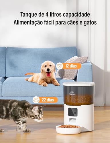 4L Alimentador Automático Cães Gatos Pets Programável Smart, Alimentador para animais de estimação T