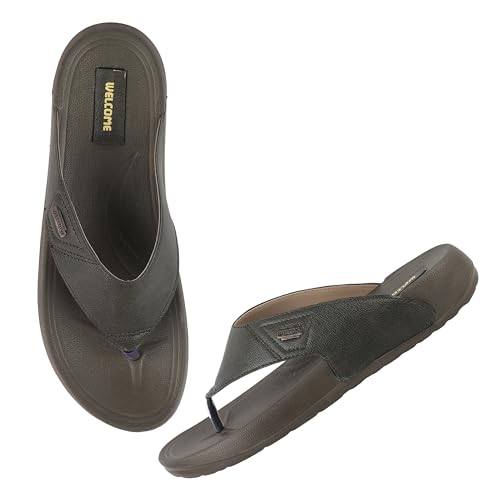 Image of WELCOME Soft Men's Slippers with Cushion FootBed for Adult | Comfortable & Light Weight | Stylish & Anti-Skid | Waterproof & Regular Flip Flops for Gents /Boys