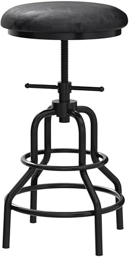 Miniatura 5 de Diwhy Taburete de bar industrial vintage, taburete de tubería ajustable en altura de encimera de cocina, taburete de hierro fundido, taburete de bar