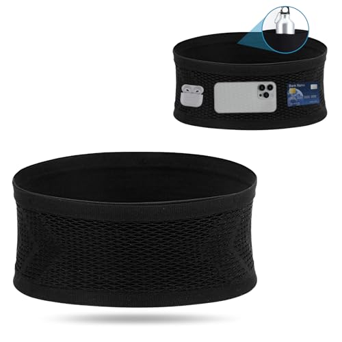 TIESOME Verdeckte Laufgürtel, elastisch Lauftasche Jogging Großer Kapazität Gürteltasche Sportgürtel Eng Running Belt für Joggen Radfahren Fitness