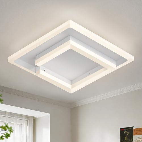 Qamra 20 cm Lampara Techo LED, 24 W Blanca Plafon LED Techo, Cuadrada 4000 K Lámpara de Techo para Salon, Dormitorio, Pasillo, Cocina y Comedor