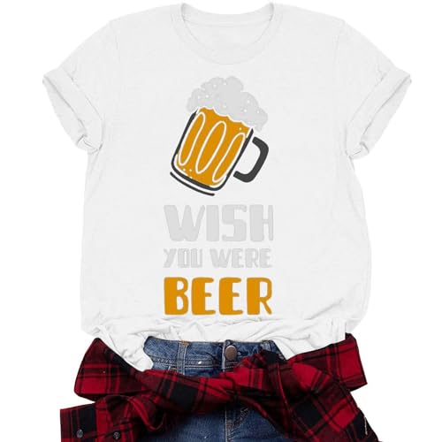 Camisetas femininas Wish You Wear Beer Oktoberfest com estampa divertida de cerveja Beer Fest Túnica