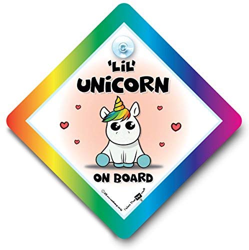 Little UNICORN On Board Car Sign, Unicorn Car Sign, Suction Cup Car Sign, Baby On Board Sign