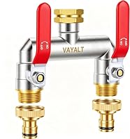 VAYALT 2-Wege Wasserhahn Wasserverteiler, Verteiler Wasser 3/4 Zoll Messing Wasseranschluss Verteile, Gartenschläuche mit 3/4" Adapter, Kugelhahn zum Einstellen und Absperren des Wasserflusses ﻿ – Ansicht 7