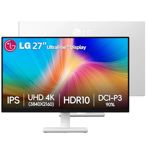 Image of LG 27 inch 4K UHD (3840x2160) IPS Monitor, 60Hz, Dynamic Action Sync, Black Stabilizer, HDR10, Reader Mode and Flicker Safe, Anti-Glare, OnScreen Control, HDMI & DisplayPort, Tilt Adjustable, White