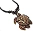 Brown Turtle Necklace - Turtle Necklace with Coqui Taino and Taino Sun - Sea Turtle Necklace