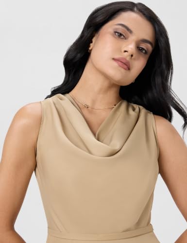 Image of Symbol Premium Women's Cowl Neck Sleeveless Dress | Knee-Length | A-Line | Concealed Side Zipper (Available in Plus Sizes)