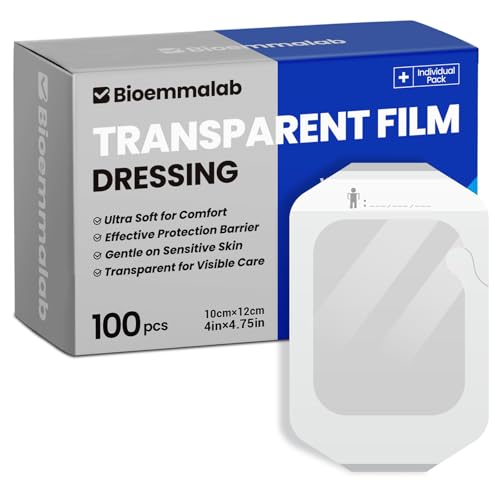 Image of Large Waterproof Bandages Clear Dressings Tattoo Tape Sensitive Skin Wounds Care, Transparent Film Dressing Adhesive Occlusive Patch for Post Surgical Use 4 inch x 4 3 /4 inch, 100 Packs