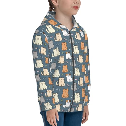 Cute Cartoon Cat Kid Hoodies Boys Zip Up Sweatshirts Girls Pullover with Pocket4