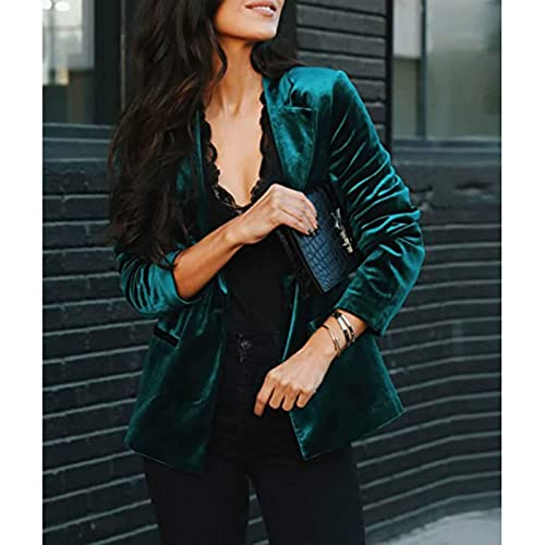 Jaqueta Feminina Elegante Blazer De Veludo Gola Lapela E Comprimento Médio Jaquetas Elegantes De Tra