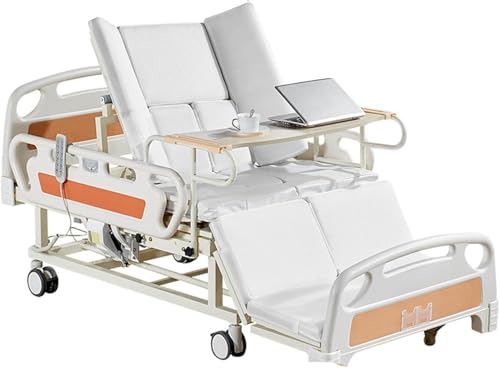 Ryfolim Premium 5 Function Full Electric Hospital Bed with Lateral Tilting for Home Use, Hospital ICU Bed with Fully Adjustable, Remote Control, Quiet Wheels, IV Pole
