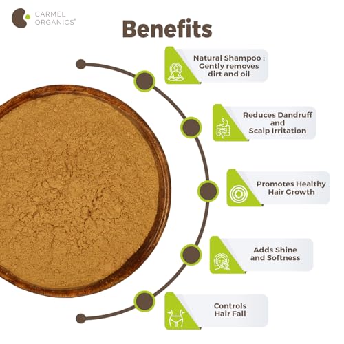 Image of CARMEL ORGANICS Soapnut /Aritha /Reetha Powder 340 Grams For Hair Care | Natural | No Added Preservatives and Additives | Sapindus Mukorossi Powder, Antuvala pudi /Kunkudukaya Podi