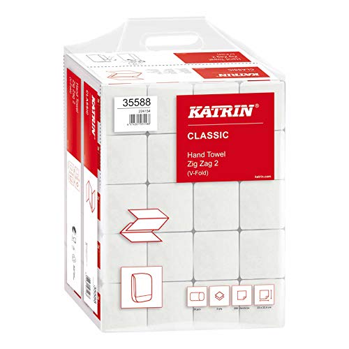 KATRIN Papier-Falttücher Papier Handtücher Handtuchpapier 2-lagig weiß - VPE 20 Pack Ã 200 Blatt 230 x 244 mm
