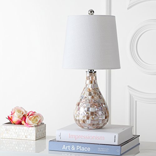 JONATHAN Y 20.5" Seashell Coastal Mini LED Table Lamp for Living Room Office, White Linen Drum Shade, Modern Mother of Pearl Bedside Nightstand Lamp, LED Bulb Included JYL1024A by JONATHAN Y - Image 9