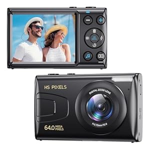 Digital Camera,4K Camera for Photography,64MP MP3 Player Vlogging Cameras for YouTube(NO TF Cards),2.8″ IPS Screen,Auto Focus,18X Zoom,Point and Shoot Digital Cameras for Kids-Black