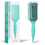 Curly Hair Brush, Curl Defining Brush with Soft Boar Bristles Detangling Tangled Glides, Wide-Teeth Design Effortlessly Shaping & Defining Curls, Curling Definer for Wet & Dry Hair (Green)