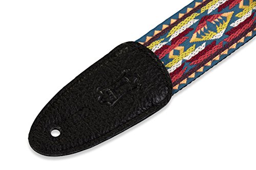 Sangle de guitare jacquard Levy's M8HT-22 aux embouts en cuir véritable