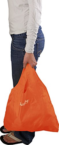 Chicobag Original Compact Reusable Grocery Bag With Attached Pouch And Carabiner Clip, Orange Peel Color #TOP3
