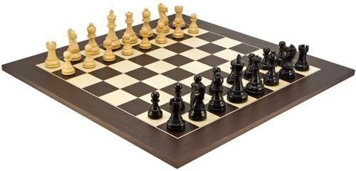Frankfurt Ebonised Chessmen with 21.7Inch Deluxe Wenge Board