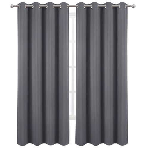 Image of LEMOMO Blackout Curtains 52 x 120 Inch Long Grey Curtains Set of 2 Panels Room Darkening Curtains for Bedroom and Living Room