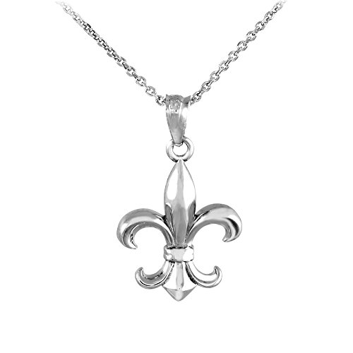 Sterling Silver Fleur-de-Lis Charm Pendant Necklace 16