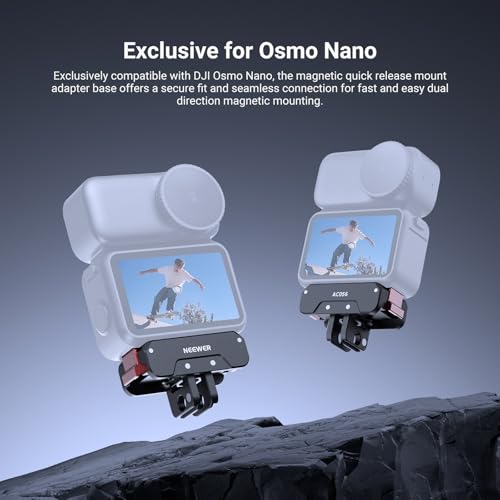 Image of NEEWER Magnetic Quick Release Mount Adapter Compatible with DJI Osmo Nano, Dual Direction Magnet Metal Action Camera Base Holder, 2 Prong Folding Finger & 1 /4 inch Thread for Vlog Video Recording, AC056