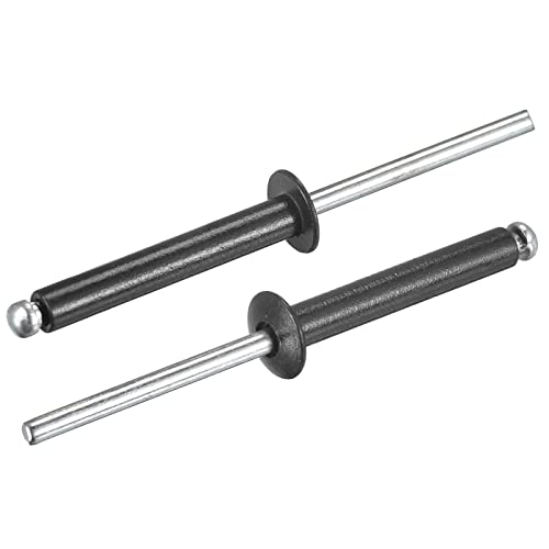 Image of sourcing map Aluminum Blind Rivets, 4mm x 25mm (5/32" x 63/64") Open End Rivet Flat Round Head for Joining Metal Plate Leather, Black 50 Pcs