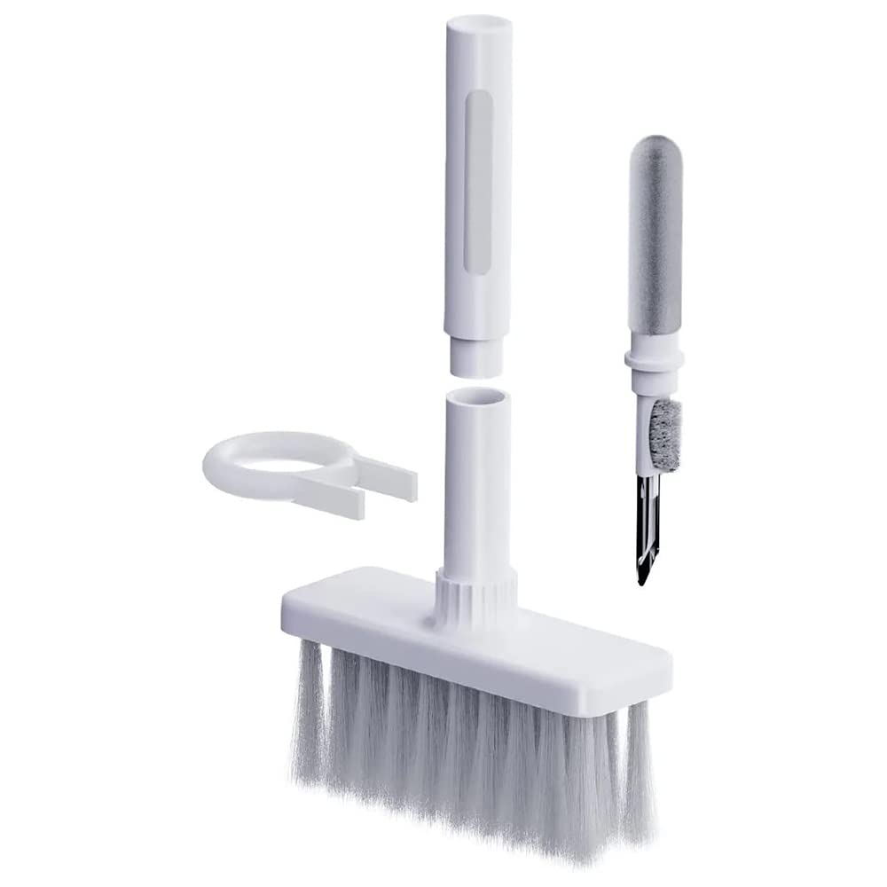 Sounce Cleaning Soft Brush Keyboard Cleaner 5-in-1 Multi-Function Computer Cleaning Tools Kit Corner Gap Duster Keycap Puller for Bluetooth Earphones Lego Laptop AirPods Pro Camera Lens (White)