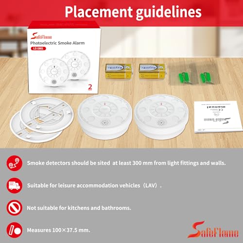 Rauchmelder für Zuhause, 2er Set, 10 Jahre optischer Sensor, 85 dB Alarm