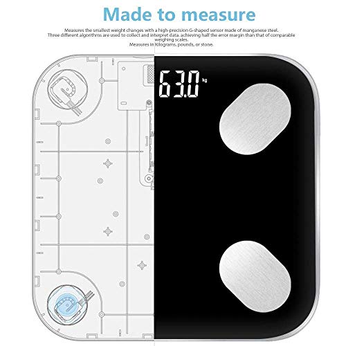 Balance de Cuisine Scientifique Intelligente, Balance électronique numérique LCD, pèse-Personne avec IMC Maximal de 180 kg, Noire.