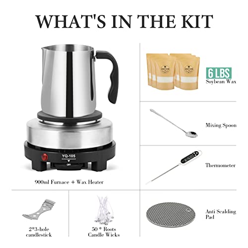 Saeuyvb Candle Making Kit,Candle Making Kit For Adults,Candle Making Kit With Hot Plate,Candle Making Supplies - Diy Starter Soy Candle Making Kit - Perfect As Home Decorations(6 Lbs Soy Candle) #TOP1