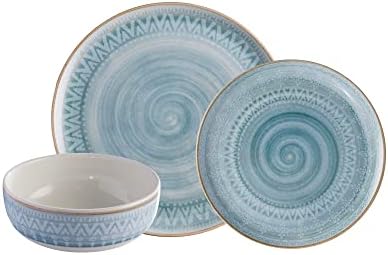 Corona Dinnerware Set 12 - pieces Earthenware | Congo | Hand-Painted | Set de Vajilla 4 puestos | 12 piezas | Ceramica | Artisan Decor