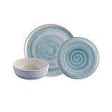 Corona Dinnerware Set 12 - pieces Earthenware | Congo | Hand-Painted | Set de Vajilla 4 puestos | 12 piezas | Ceramica | Artisan Decor
