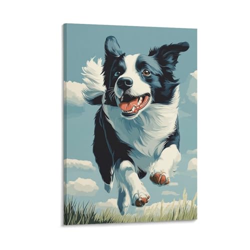 Tableau Border Collie impression sur toile premium affiche decoration murale 50x75