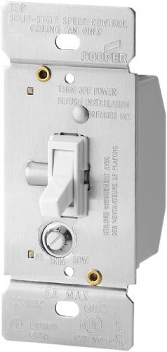 Eaton Tfs5-W-K 5-Amp Single-Pole Fully Variable Fan Speed Control With Non-Preset, White #TOP22