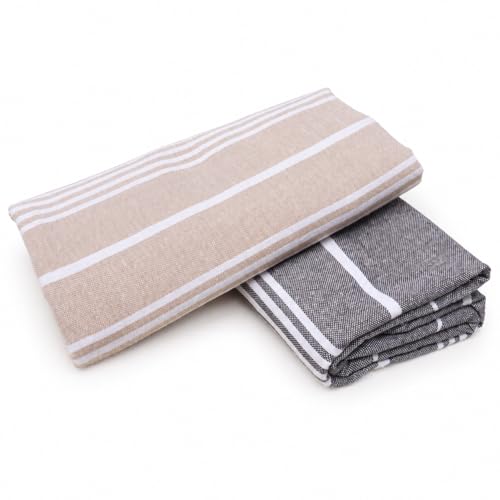 Image of COMFORT WEAVE Cotton Bath Towels 250 GSM Multicolor (Beige, Dark Grey, Pack of 2)