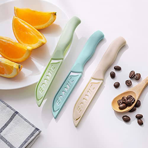 Dufeimoy 3 Inch Ceramic Knife Set, Small Paring Knives Set Of 3, Peeling Knife, Fruit Knife, Vegetable Knife, Sharp Kitchen Knives With Sheath, Blue, Green, Pink Knife #TOP5