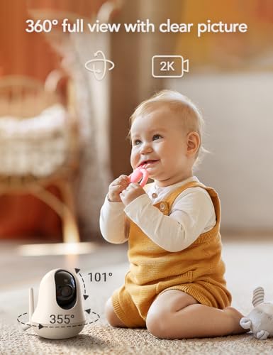 Miniatura 4 de Nooie Monitor De Bebé 5g Wifi Con Detección De Llanto De Cámara, Sensor De Temperatura De Cámara De Bebé, Pista De Movimiento Ia, Visión Nocturna 2k, Funciona Con Alexa, Audio Bidireccional, Detección