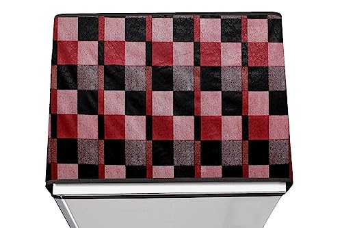 Image of Stylista Refridgerator top Cover Suitable for Samsung RR23C2F35DX /HL, 215 Liter Fridge, Dimension (WXD) 71x109 CM, Chekered Pattern Red