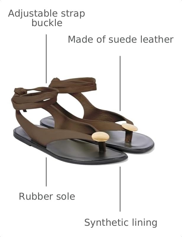 Image of Flat Sandals for Women Strappy Sandals Comfortable Dressy Beach Flip Flop Slides Thong Sandals for Women with Metal Circular