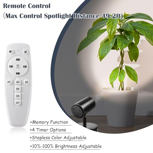 Image of LED Spot Lights 10W Up Lights Indoor With Timer and Remote 2700K-6500K Stepless Adjustable Uplighting Spotlight 120V Dimmable Floor Light for Plant and Artwork (2 Pack)