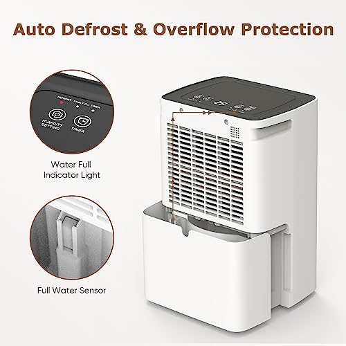 2500 Sq. Ft 30 Pint Dehumidifier, Dehumidifiers For Home Basement With Drain Hose, Colaze Dehumidifiers For Large Room With Auto Or Manual Drain, 24 Hours Timer, 0.58 Gallon Water Tank, Auto Defrost, Overflow Protection, Continuous Drain Function #TOP4