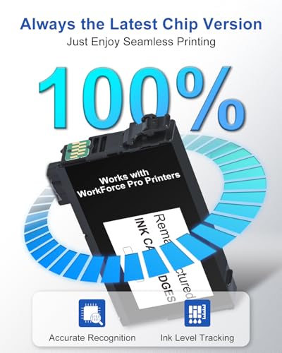 Image of Chip Remanufactured Ink Cartridges Replacement for Epson 822XL 822 XL Ink Cartridges Combo Pack High Capacity Ink Works with WorkForce Pro WF-3820, WF-3823, WF-4820, WF-4830, WF-4833 (5-Pack）