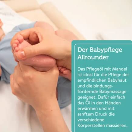 MABYEN Bio Mandelöl 200ml | Vegan, Parfümfrei, Naturkosmetik – ideal zur Babypflege und als Massageöl – in praktischer Pumpflasche – Stärkt Bindung