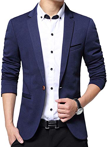 Jaqueta Blazer Masculina com Um Botão de Ajuste Slim Geek Lighting, A-navy, X-Small