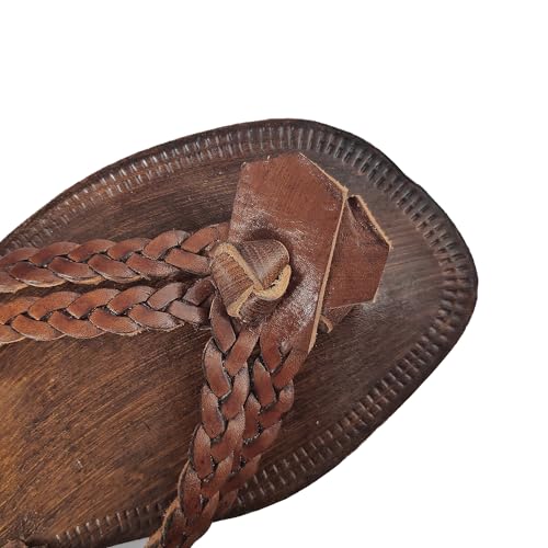 Chinela Sandália Rasteira Couro Nordestina Feminina Sola Pneu (Marrom-escuro, BR, Adulto, Numérico,