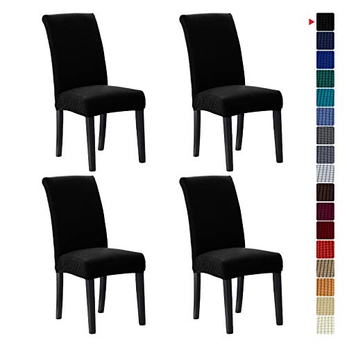 Howhic Stretch Chair Covers For Dining Room Set Of 4, Removable Washable Dining Room Chair Covers, Dining Chair Slipcovers Seat Protector, Great For Home Upholstery And Banquet (Black, 4 Pack) #TOP24