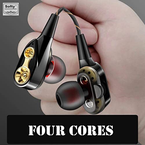 Image of SOFTY SEP-08 in-Ear Headset with MIC, for Music and Talk, Dual Speaker for Extra BASS Clear Sound, Special Design Black