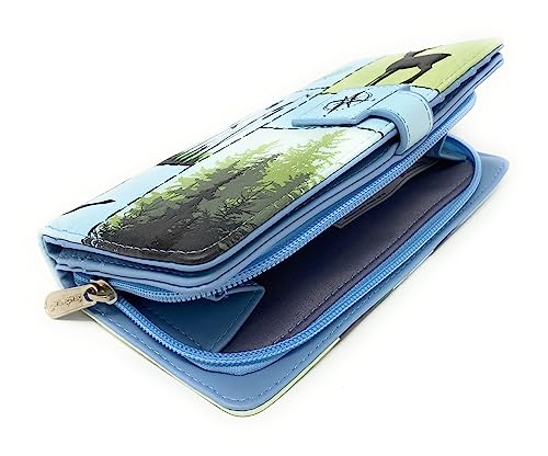 Shag Wear Wild Life Moose Polar Bear Wolf Canadian Geese Large Animal Wallet for Women and Teen Girls Vegan Faux Leather 7" Blue4